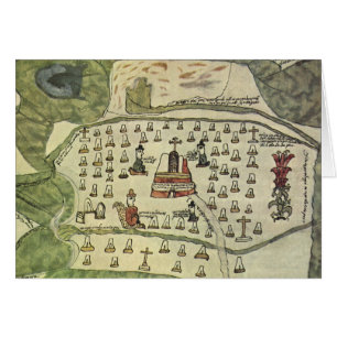 Azteekse Rijk van Montezuma, Antieke Wereldkaart,