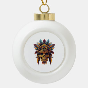 Azteekse schedel relikwie keramische bal ornament