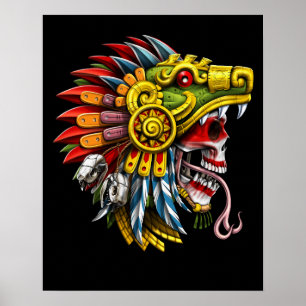 Azteekse serpent schedel krijger poster