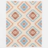 Azteekse stijl motief groot patroon blauw CRM terr Fleece Deken (Voorkant)