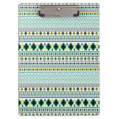 Azteekse stijl Tribal Pattern Wit Blauw Groen Klembord (Voorkant)
