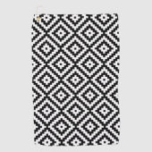 Azteekse symbool blokpatroon zwart + wit b golfhanddoek (Voorkant)