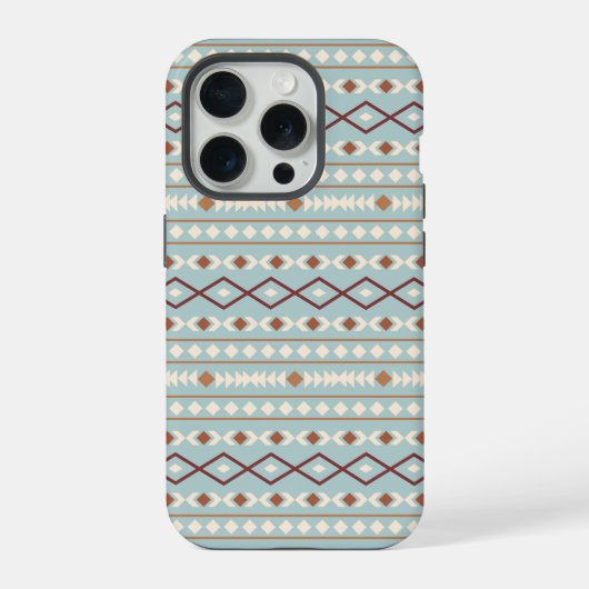 Azteekse vormen patroon roest crème teal-blauw iPhone hoesje (Achterkant)
