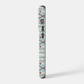 Azteekse vormen patroon roest crème teal-blauw iPhone hoesje (Linkerkant)