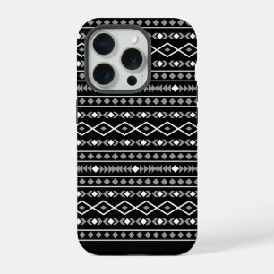 Azteekse vormen patroon wit grijs zwart iPhone 15 pro hoesje