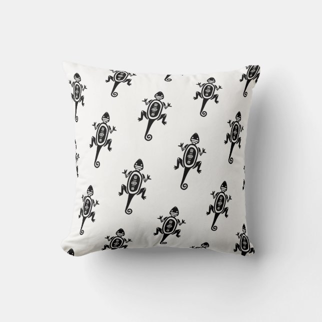 Azteekse zwarte hagedis kussen (Voorkant)