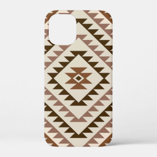 Azteken diamant motief ontwerp bruin+crème iPhone 12 mini hoesje