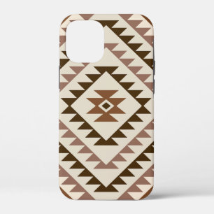 Azteken diamant motief ontwerp bruin+crème iPhone 12 mini hoesje