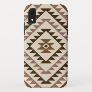 Azteken diamant motief ontwerp bruin+crème iPhone XR hoesje