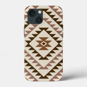 Azteken diamant motief ontwerp bruin+crème iPhone 13 mini hoesje