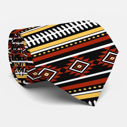 Azteken Tribal Patroon Stropdas (Opgerold)