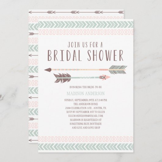 Aztèque| Invitation à la douche nuptiale (Devant / Derrière)