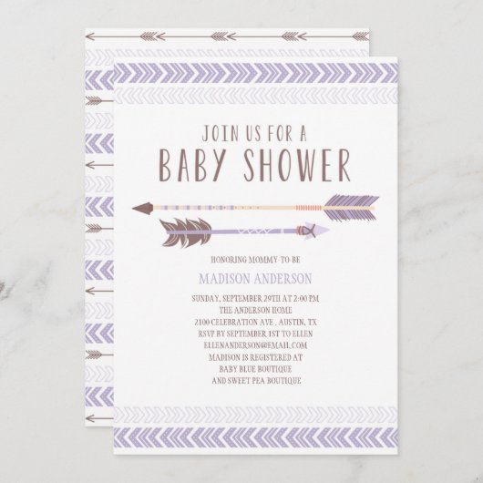 Aztèque| Invitation Baby shower (Devant / Derrière)