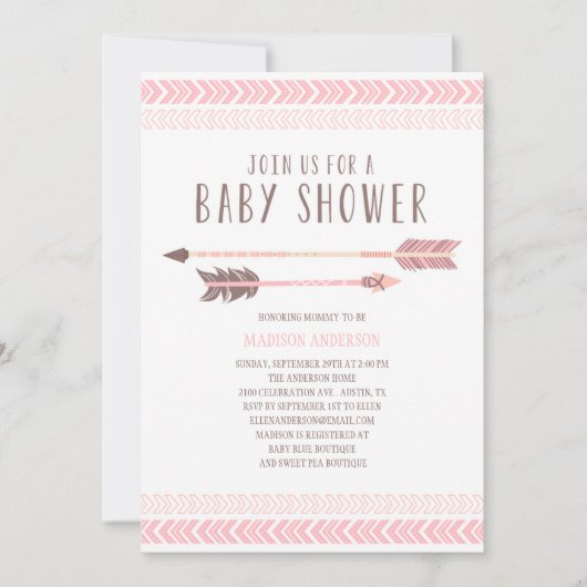 Aztèque | Invitation Baby shower (Devant)