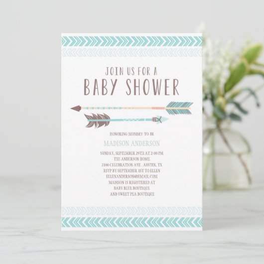 Aztèque | Invitation baby shower (Debout devant)