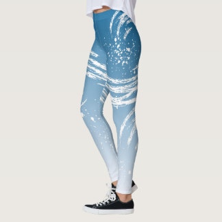 Azul Degradado Efecto Pincelada Brush y Vetas Leggings