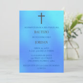 Azul Invitación de bautizo Kaart (Staand voorkant)