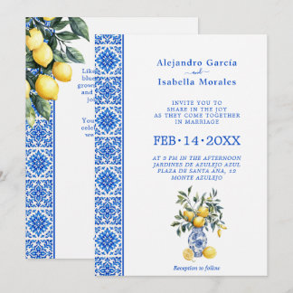💙🍋Azul & Limone Romance – Invitation Classiqu