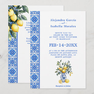 💙🍋Azul & Limone Romance – Klassieke Uitnodigi Kaart