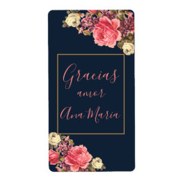 Azul marino Rosa "infundida de amor" personalizada Etiket