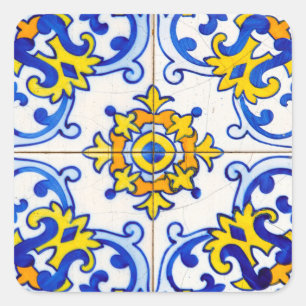 Azulejo Art Tegel Vierkante Sticker