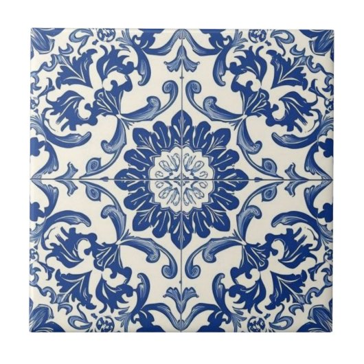 Azulejo blauw en wit mozaïek bulk tegeltje (Voorkant)