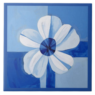 Azulejo Blauw Minimalistische Bloem Bloemen Tegeltje