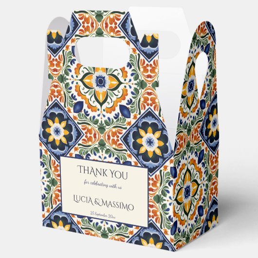 Azulejo blauw Talavera  Mexicaans bruiloft Bedankdoosjes (Geopend)
