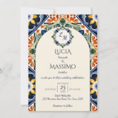 Azulejo blauw Talavera  Mexicaans bruiloft Kaart (Voorkant)