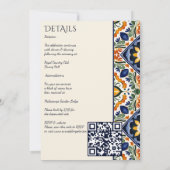 Azulejo blauw Talavera Mexicaans bruiloft Kaart (Achterkant)