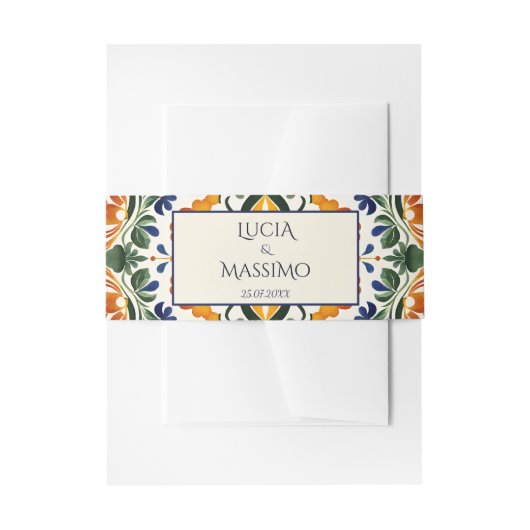 Azulejo blauw Talavera  Mexicaans bruiloft Uitnodigingen Wikkel (Voorkant Voorbeeld)