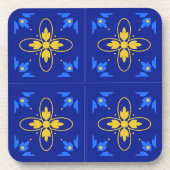 Azulejo bleu et jaune (mini) Dessous de verre lièg (Devant)