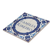 Azulejo Blue Custom House Name Plate Plaque Sign Tegeltje (Zijkant)