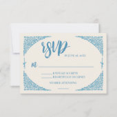 Azulejo Blue Wedding RSVP Kaartje (Voorkant)