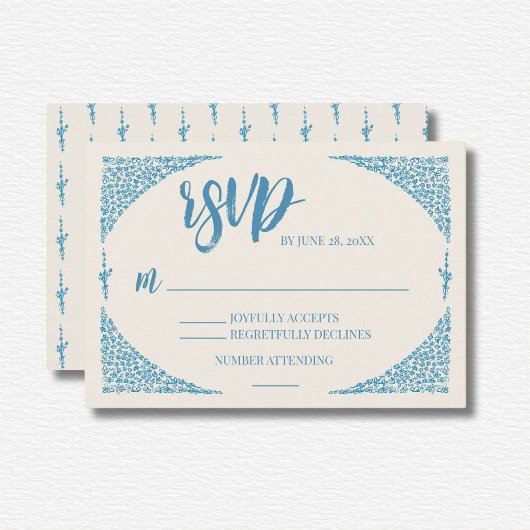 Azulejo Blue Wedding RSVP Kaartje