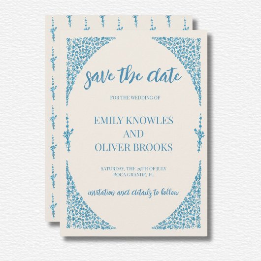 Azulejo Blue Wedding Save The Date