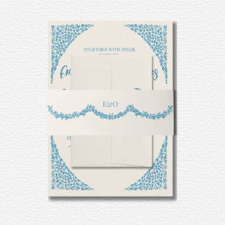 Azulejo Blue Wedding Uitnodigingen Wikkel