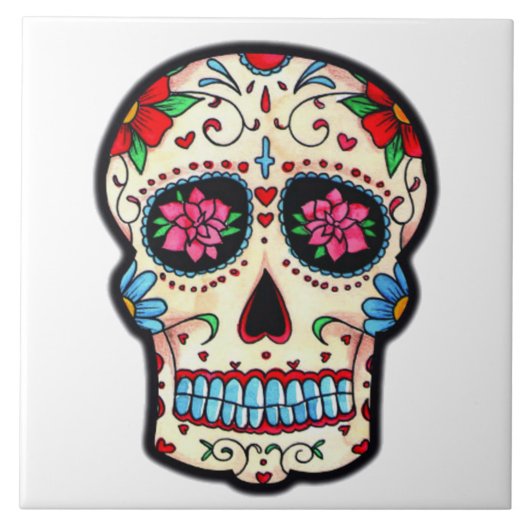 Azulejo Caveira Mexicana Tegeltje (Voorkant)