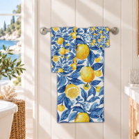 Azulejo Citrons Feuilles Bleues 