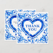 💙Azulejo Hart Bedankkaart Tegel