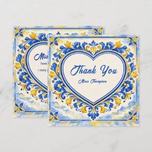💙 Azulejo Hart Bedankkaart-tegel Bedankkaart