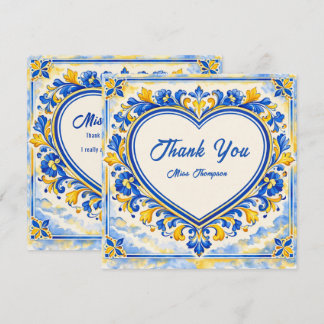 💙 Azulejo Hart Bedankkaart-tegel Bedankkaart