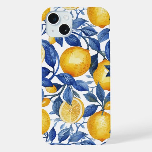 Azulejo Lemons Feuilles bleus (Verso)