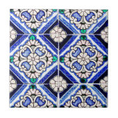 Azulejo Motif espagnol Carreaux Marine Bleu Blanc (Devant)