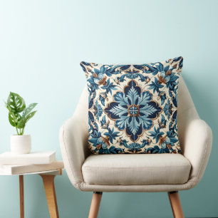 Azulejo Porselein Blauwe Tegel Mediterraan Patroon Kussen