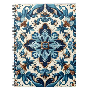 Azulejo Porselein Blauwe Tegel Mediterraan Patroon Notitieboek