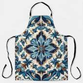 Azulejo Porselein Blauwe Tegel Mediterraan Patroon Schort (Voorkant)