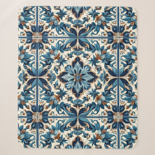Azulejo Porselein Blauwe Tegel Mediterraan Patroon Sherpa Deken