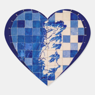 Azulejo Portugal Sticker Cœur – Carreau Bleu Portu