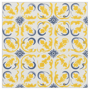 Azulejo Portugees Mediterraan Geel & Wit Stof